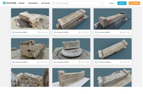 図1 Sketchfab上で公開しているイスラム墓碑の3次元モデル