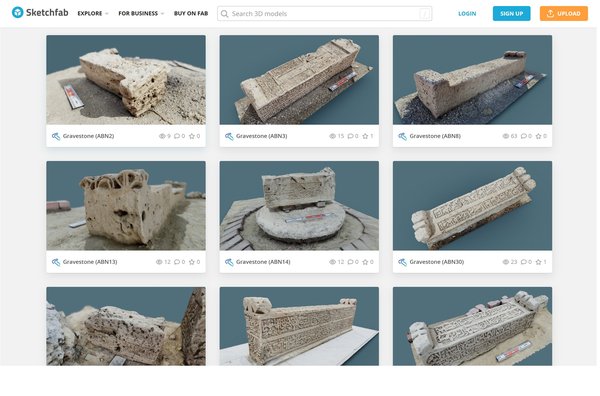 図1 Sketchfab上で公開しているイスラム墓碑の3次元モデル