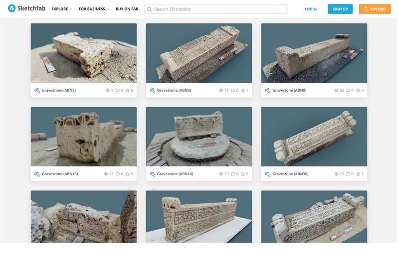 図1 Sketchfab上で公開しているイスラム墓碑の3次元モデル