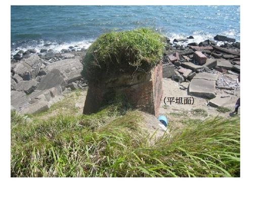 写真6　写真4 (b)に示すaの上部から護岸側を望む：6/17, 2025撮影